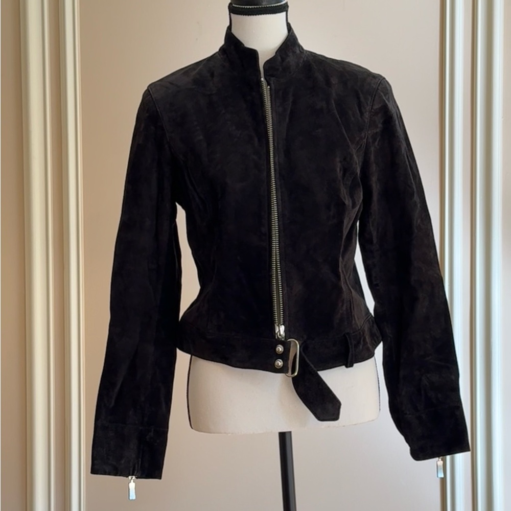 Ideology Size 4 Black Suede Biker Jacket